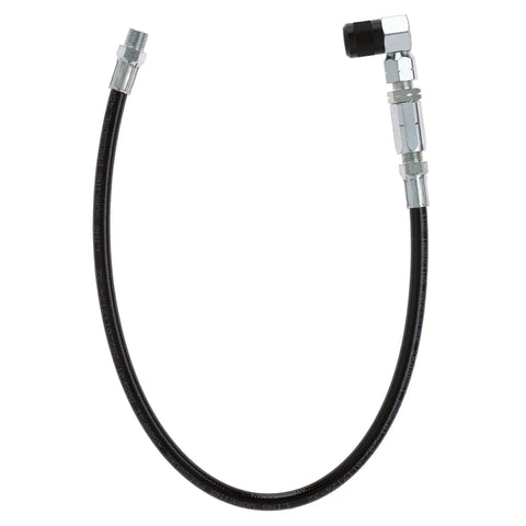 90 Degree Grease Gun Coupler With 18 Inch Flex Hose Threaded Inlet And Swivel Head For Hard To Reach Fittings 31mm Length