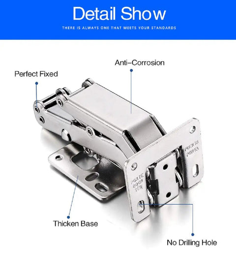 170 Degree Frameless Cabinet Door Hinges With Hidden Hydraulic Soft Closing And Adjustable Mounting Stainless Steel Full Coverage