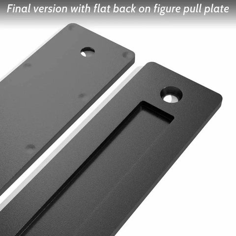 2 Pack 12 Inch Barn Door Handles With No Gap Flat Plate Design Heavy Duty Square Matte Black Sliding Barn Door Pull Handles Easy To Install Upgrade Back Plate Welded For Seamless Fit, showing flat back plate design in matte black.