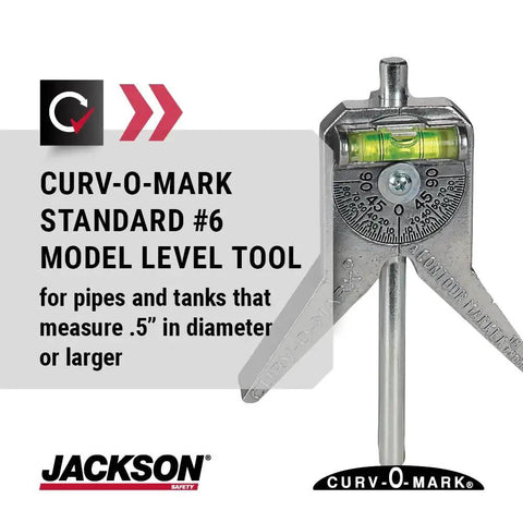 Curv-O-Mark Standard #6 model pipe marker centering tool with 4-inch Y-type head and dial protractor for welders.