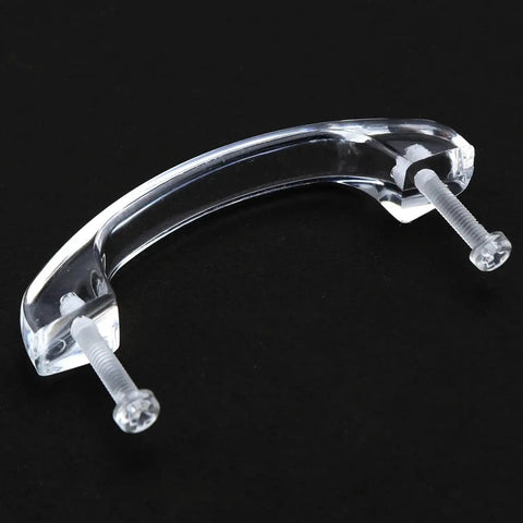 2 Pack Transparent Acrylic Drawer Knob Pull Handles With Glass Look Finish and screws for kitchen cabinets and dressers