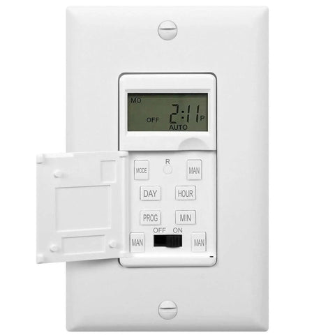 No-Fuss Programmable Digital Timer Switch For Lights, Fans, And Motors, 7 Day Scheduling, Single Pole, UL Listed, HET01-C, White, Two-Pack