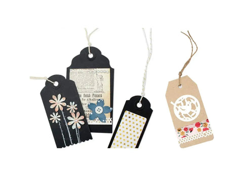 Decorative paper tags made with Round Tag Punch Set With Lever Action For Paper Crafting Includes 1.5 Inch 2 Inch And 2.5 Inch Punches