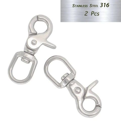 2-pack 2.65-inch 316 stainless steel swivel trigger snap hooks