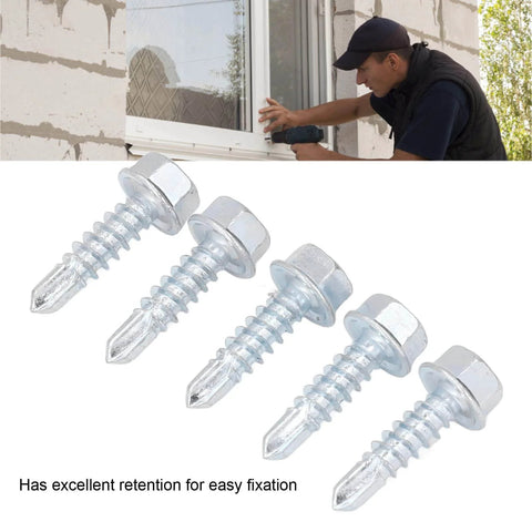 250 Piece M4.2x16mm Self Drilling Screws with External Hex Drive Galvanized Carbon Steel shown with DIY installation scene