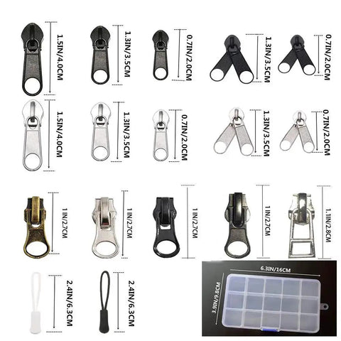 255 Piece Zipper Repair Kit With Replacement Sliders For Size 3 5 8 Nylon And Metal Zippers Pliers Tool And Zip Extension Pulls