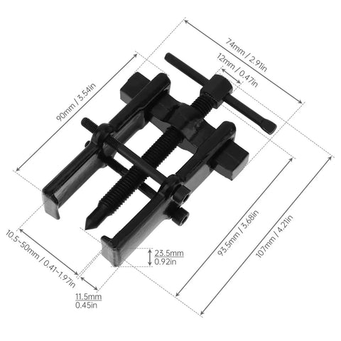 3 Inch Two Jaw Gear Puller With Adjustable CR V Steel For Bearings And Pulleys, side view with dimensions