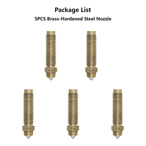 5 Pack Brass Hardened Steel Nozzles For Centauri Carbon And Centauri 3D Printer, 0.4mm, set of nozzles displayed