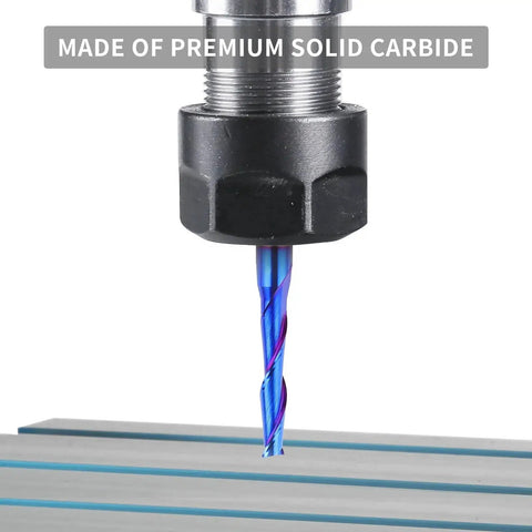 Upcut Spiral Router Bit With 1/4 Inch Shank And 3/16 Inch Cutting Diameter For Wood Mortises shown in CNC machine setup