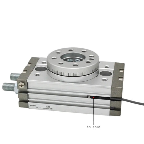 Pneumatic rotary actuator with aluminum body and circular degree-mark dial; front view (MSQB/MSQA)