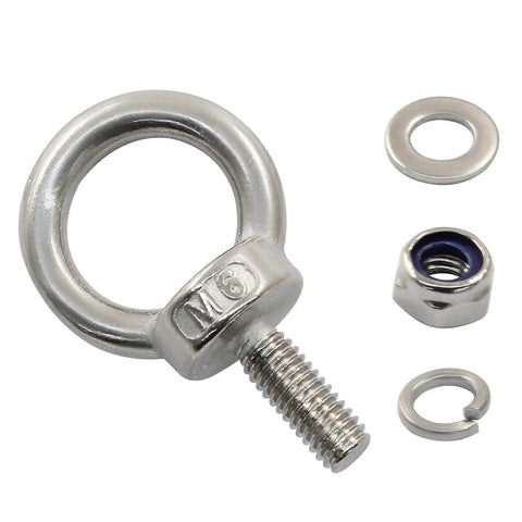 10 Piece M6 x 16mm Stainless Steel Eye Bolts Set With Nuts And Washers Heavy Duty Lifting Eye Bolts For Rigging And Hoisting