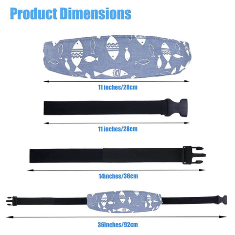Dimensions of Two Pack Baby Head Support For Car Seat And Stroller Cozy Soft Breathable Cotton Neck Support Waves And Fish Patterns