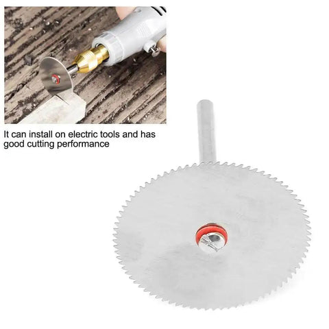 10Pcs Stainless Steel Drill Attachment Discs For Rotary Tools Metal Cutting Saw Blades Set For Drills close-up and usage view