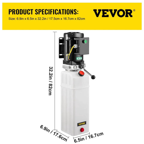 Side view of Hydraulic Power Unit For Car Lifts With 220V AC Motor, 3 HP, 2750 PSI, 6 Liter Reservoir by Mophorn USA Pro Max