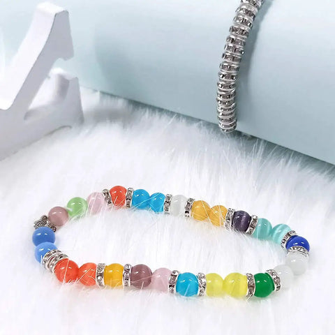 Colorful bracelet with 200 Pcs Crystal Rondelle Spacer Beads 8mm Silver Plated For Jewelry Making And Beadwork Bling Ready Sparkle