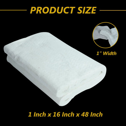 Front view of BACLAUGH ceramic fiber fireproof insulation blanket, white, 1 in x 16 in x 48 in, home improvement