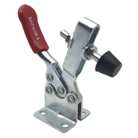 4 Pack Toggle Clamp 201B Heavy Duty Quick Release Horizontal Clamp, red handle, zinc plated, cold rolled carbon steel.