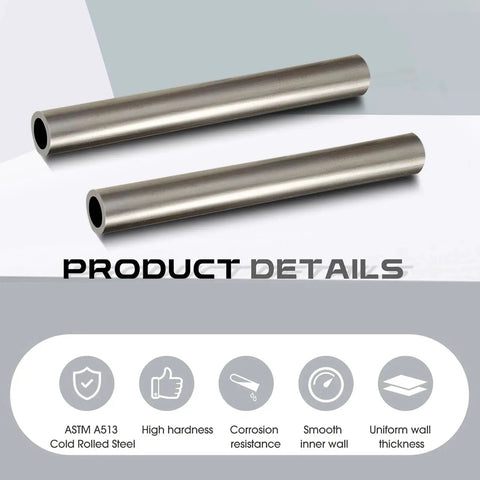 Two Pack Three Quarter Inch Cold Rolled Steel Tubes Seamless Round Tubing Heavy Duty Built To Last 6 Inch Length Display