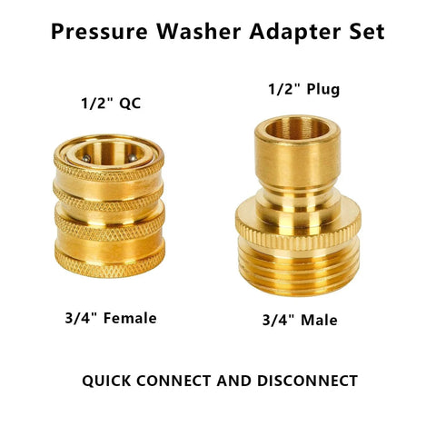 Pressure Washer Quick Connect Kit M22 To Three Eighth Inch And Three Quarter Inch And One Half Inch Brass Fittings