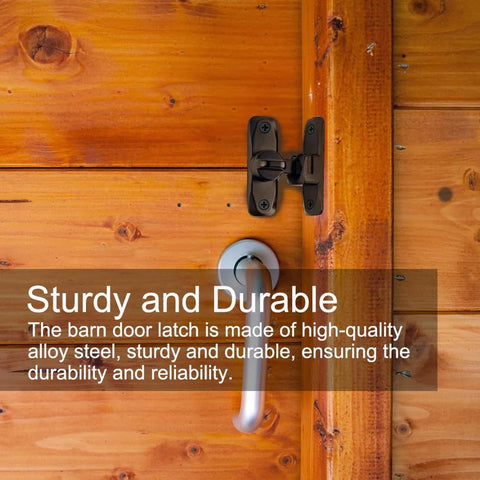 2 In 1 Barn Door Lock With 90 And 180 Degree Flip Sliding Barn Door Latch installed on wooden door