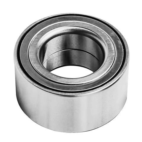 Front view of a metal front wheel bearing from the Front Wheel Bearing Replacement Kit For Dodge Caliber 2007-2012, Jeep Compass 2007-2017, Patriot 2007-2017, Mitsubishi Lancer 2008-2015 FWD, Mitsubishi Outlander 2007-2018, Outlander Sport 2011-2018 Includes 2 Front Wheel Bearings.