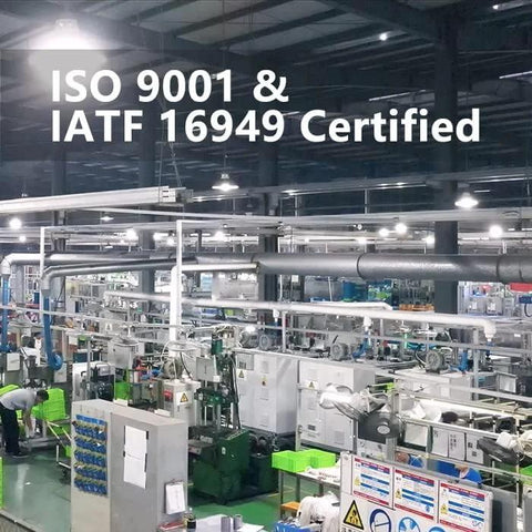 ISO 9001 and IATF 16949 certified manufacturing facility showcasing production equipment