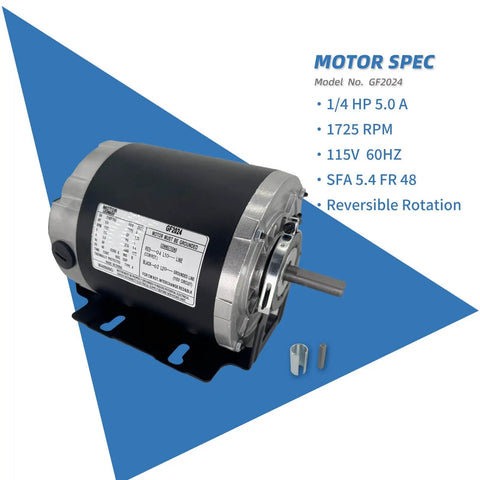 1/4 HP 115V Blower Motor 1725 RPM 48 Frame Replacement for Packard NBK20609 Emerson etc, belt drive compatible for HVAC systems