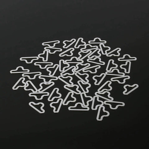 50 Sets Adjustable Bow Tie Hardware Clip Kit With Metal Cravat Clips, Hooks And Sliders In Silver on black background