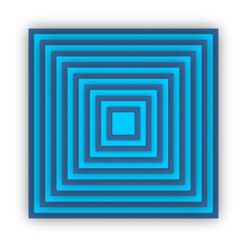Game-Changing Layering Frame Die-Cuts Set For Scrapbooking And Card Making, blue concentric square design, 16 Pcs Metal Cutting Dies