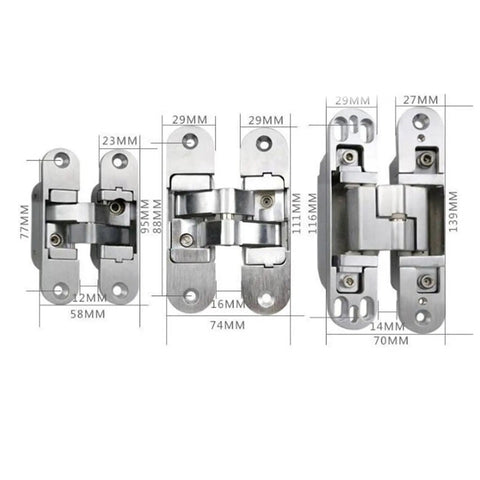 Concealed 180 Degree Door Hinge Set For Furniture, Zinc Alloy Cross Hinge, Invisible Door Hinge, 2 Pieces, Right X30x110