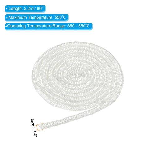 PATIKIL wood stove gasket rope, 1/4 in x 86 in, white fiberglass, coiled
