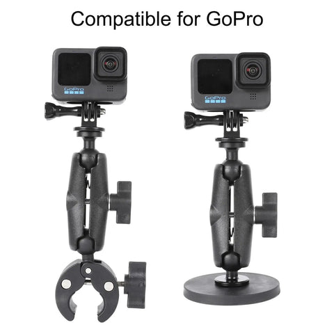 Dope Motorcycle Handlebar Magnetic Mount Kit For Action Cameras With 1/4 Inch Thread 360 Degree Rotating Ball Head Clamp Durable GoPro And Insta360 Mounts Works With X3 X4 X5 And GoPro Hero 13 12 11 10 9 8 includes camera mounts with clamp and magnetic base