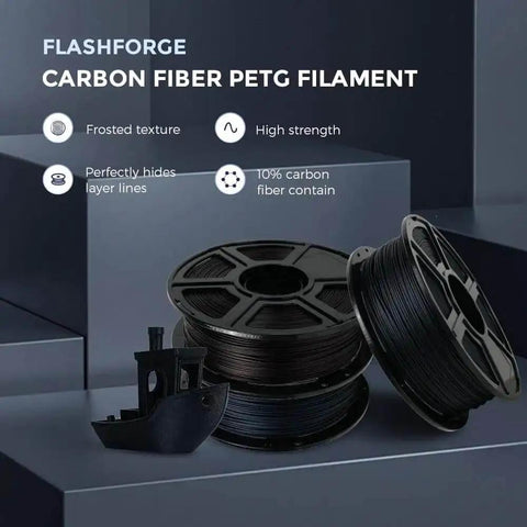 Carbon Fiber PETG 3D Printer Filament 1.75mm, 1kg Spool Black, high strength, frosted texture, perfect for precise, durable prints