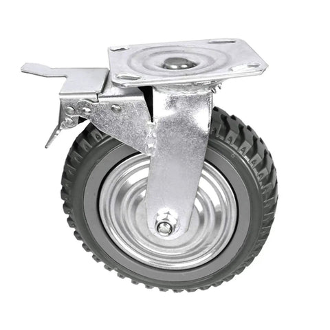 Six Inch Rubber Caster Wheels Heavy Duty Anti Skid Swivel Casters With Silent 360 Degree Rotation Ball Bearings