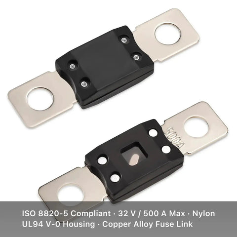 Beefed Up ANM Fuse Holder With 300A Fuse For High Power Inverters And Energy Storage Distribution Blocks, close-up view