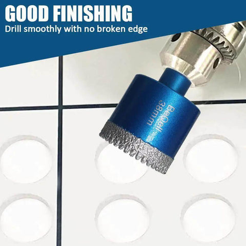 Diamond Tile Hole Saw Kit Pro Grade 10pc Drill Bit Set with Triangle Shank drilling ceramic tile for smooth finish