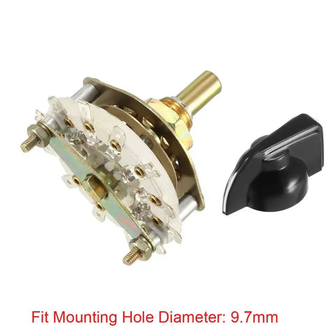 Three Pole Three Position Rotary Switch With One Deck Band Channel Selector And Black Knob 12 Pin Mounting Nut Included