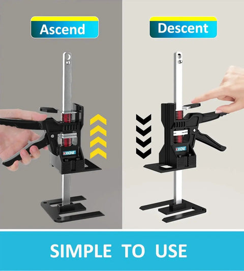 Labor Saving Arm Jack Set 2 Pack For Lifting Doors Cabinets Tables With Case showing ascending and descending mechanism
