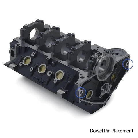 Bellhousing Alignment Dowel Pins Replacement For Chevy Small Block And Big Block V8 Engines shown on engine block