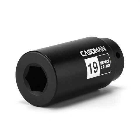 1/2 Inch Drive 19mm Crank Bolt Socket For Honda Harmonic Balancer, CR-MO Impact Socket With 3X Momentum Power, black finish