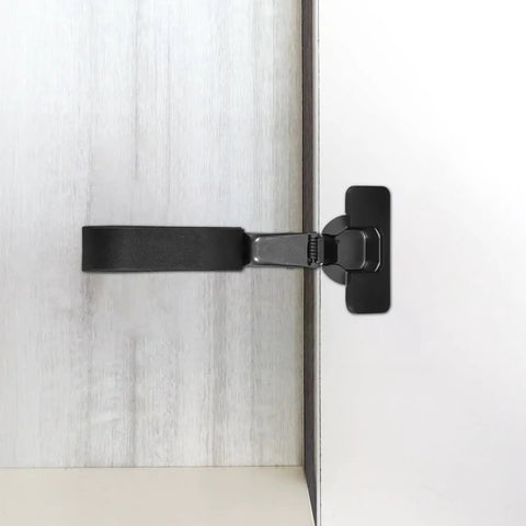 Side view of soft close kitchen cabinet hinge with silent damping for concealed doors, large bend replacement hinge.