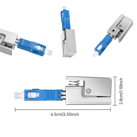 SC UPC Square Fiber Optic Coupler Adapter Single Mode Compatible High Precision Bare Connector with metal casing and measurements