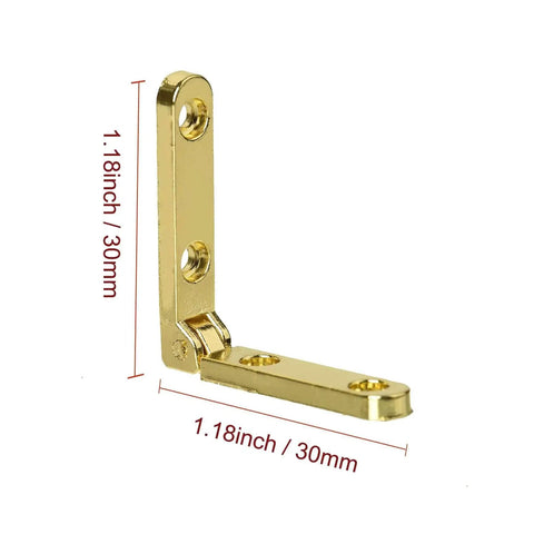 Durable Mini Hinges For Wooden Jewelry Box Chest Case Gold Brass 90 Degree Opening Hidden Hinges With 20 Screws 30x30mm