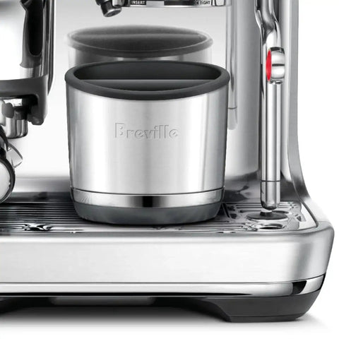 Breville BEA501BSS knock box in brushed stainless steel, 10-puck capacity for espresso machines