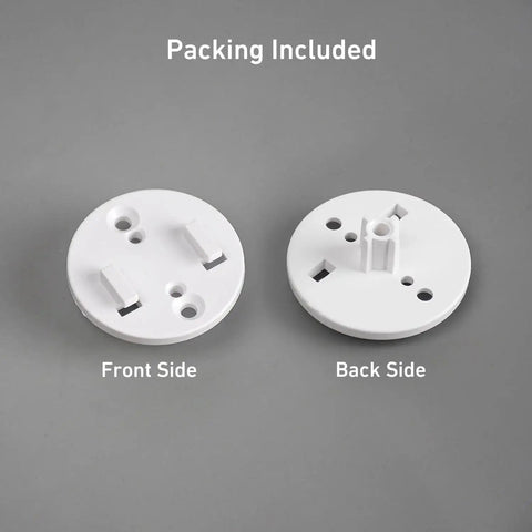 Front and back view of Two Pack White Adapter Plates For Electric Blind Motors Easy Install Mounting Plates Compatible With Rollease Skyline And R Series Brackets