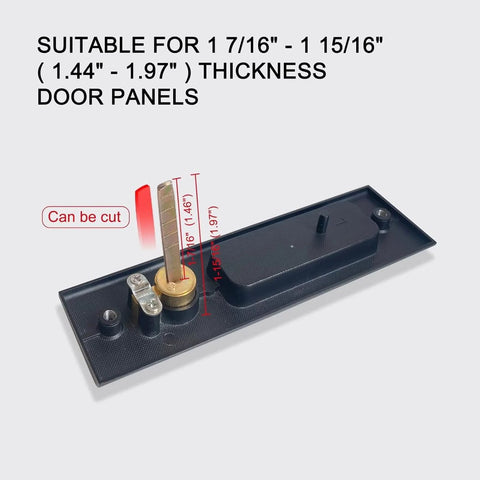 Privacy Pocket Door Lock Hardware For 6.3 Inch Pocket Doors Invisible Sliding Door Lock Black Zinc Alloy, Side View