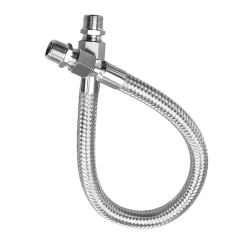 1/2 Inch NPT Male 20 Inch Compressor Jumper Hose With Dual Swivel Fittings, industrial grade stainless steel, heavy duty air line connector.