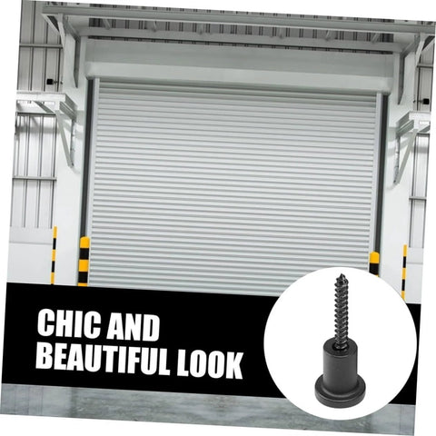 Sliding Barn Door Track Spacers And Connectors For Easy, No Fuss Installation Durable Carbon Steel Stoppers For Flat And Rolling Barn Doors At Home Or By Pros Perfect Replacement Hardware For Smooth, Quiet Operation in front of a large industrial roll-up door.