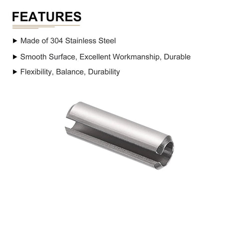 Slotted Spring Pin Set 6mm x 20mm Stainless Steel Roll Pins 10 Pack for Home Workshop Projects Heavy Duty 304 Stainless Dowel Pin Silver Fastening Pin for Machinery and Equipment