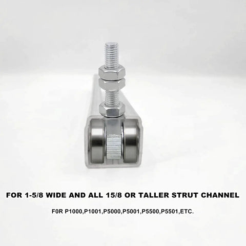 4 Wheel Trolley Assembly With Silent M10 Bolts And Nuts For Use With 1-5/8 Inch Wide Or Taller Post Channels front view